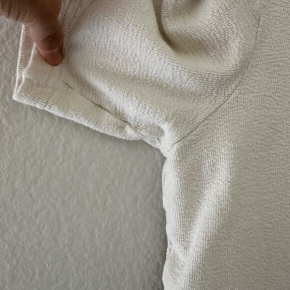 Arket Textured Casual Button Down Shirt Short Sleeve Cotton Ivory Sz XL - Picture 7 of 11